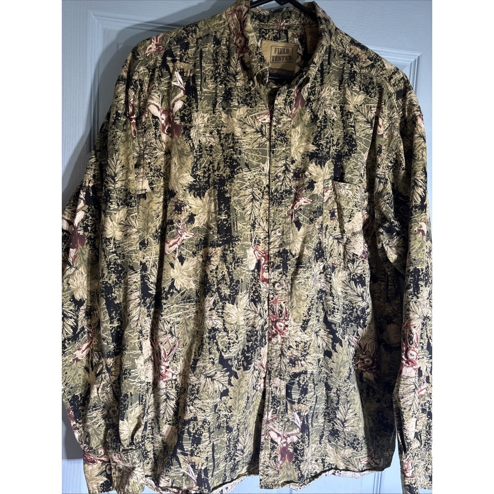Field‎ Tested by Outdoor Life Men's Shirt Long Sleeve Button Down Leaf Camo L.